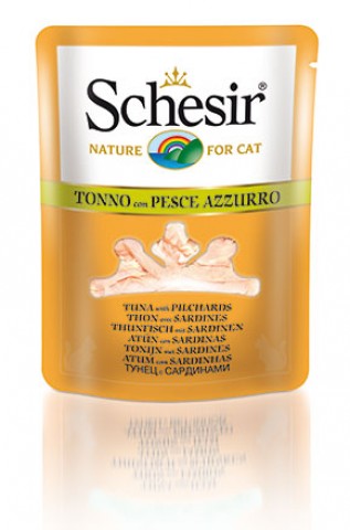 Vlažna hrana za mačke Schesir preliv brodet tuna i sardina 70gr